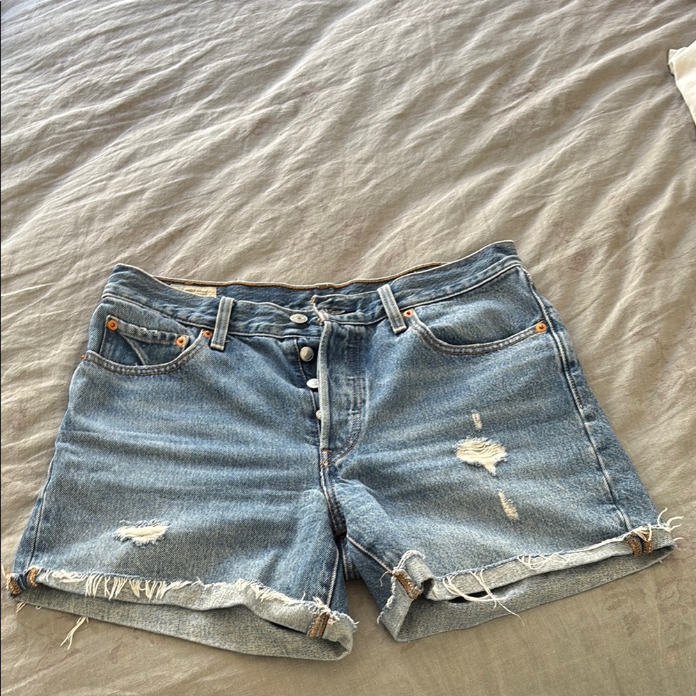 Levi’s 501 Distressed Jean Shorts with Frayed Hem